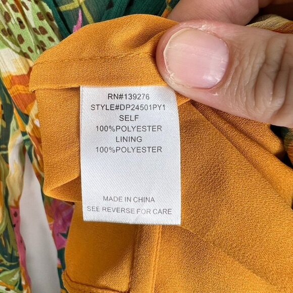 NWT Daniel Rainn Tropical Print Long Sleeve Pleated Blouse Ruffle Collar Sz PM - Picture 6 of 8